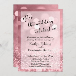 Roos gouden glitter na de bruiloft viering kaart