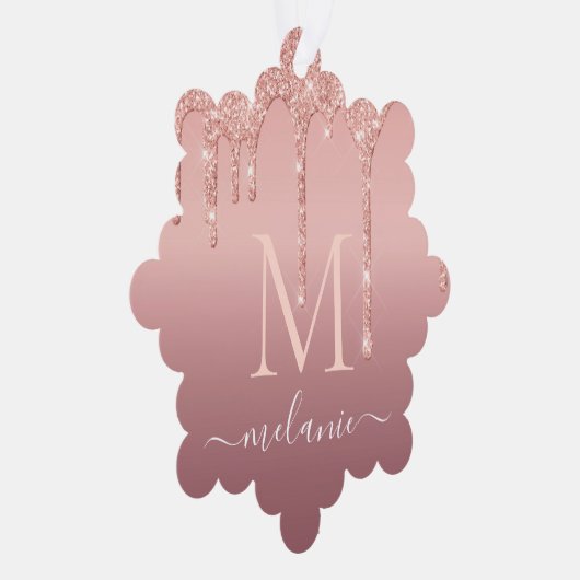 Roos gouden glitter naam kerst ornament Kaart (Rechts)