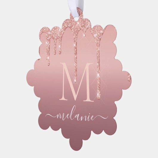 Roos gouden glitter naam kerst ornament Kaart (Links)