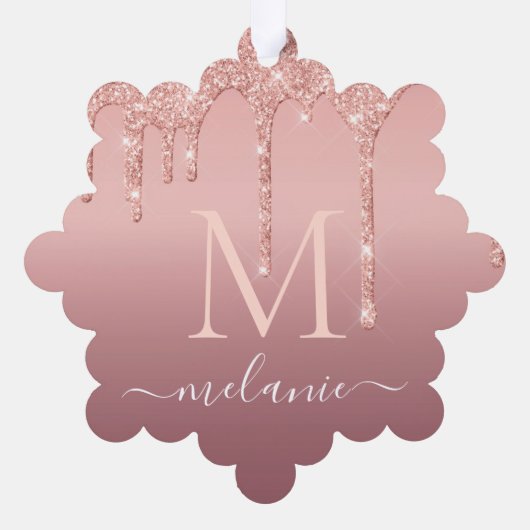 Roos gouden glitter naam kerst ornament Kaart (Achterkant)