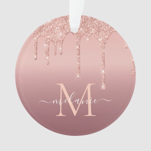 Roos Gouden Glitter Naam Letter Kerst Ornament (voorkant)