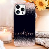 Roos Gouden Glitter Navy Custom Naam Case-Mate iPhone Case