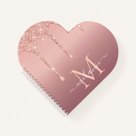 Roos Gouden Glitter Notitieboek Aangepaste Naam Le (Voorkant)