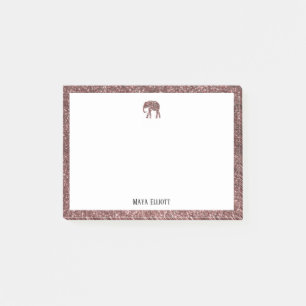 Roos Gouden Glitter Olifant & Rand met Wit Post-it® Notes