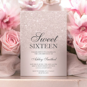 Roos gouden glitter ombre metallic chic Sweet 16 Kaart