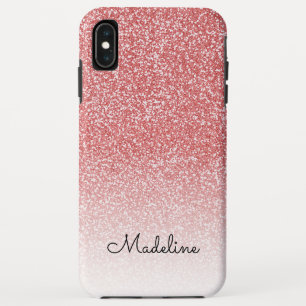 Roos gouden glitter ombre zwart script naam iPhone XS max hoesje