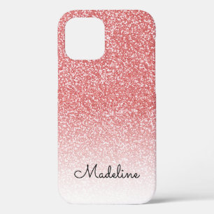 Roos gouden glitter ombre zwart script naam iPhone 12 pro hoesje