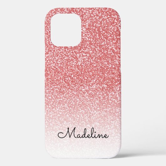 Roos gouden glitter ombre zwart script naam Case-Mate iPhone case (Achterkant)