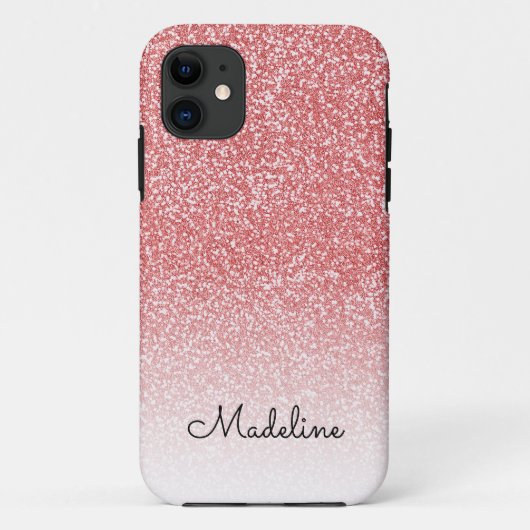 Roos gouden glitter ombre zwart script naam Case-Mate iPhone case (Achterkant)