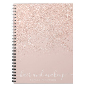 roos gouden glitter pastel wazig roze notitieboek