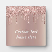Roos Gouden Glitter Plaque Gift Aangepaste Tekstna Fotoplaat (Voorkant)