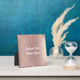 Roos Gouden Glitter Plaque Gift met aangepaste tek Fotoplaat