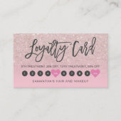 Roos gouden glitter roze ombre scriptmake-up 10 klantenkaartje (Voorkant)