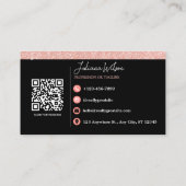 Roos Gouden Glitter Schoonheidssalon QR Code Visitekaartje (Achterkant)