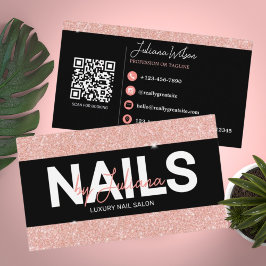 Roos Gouden Glitter Schoonheidssalon QR Code Visitekaartje