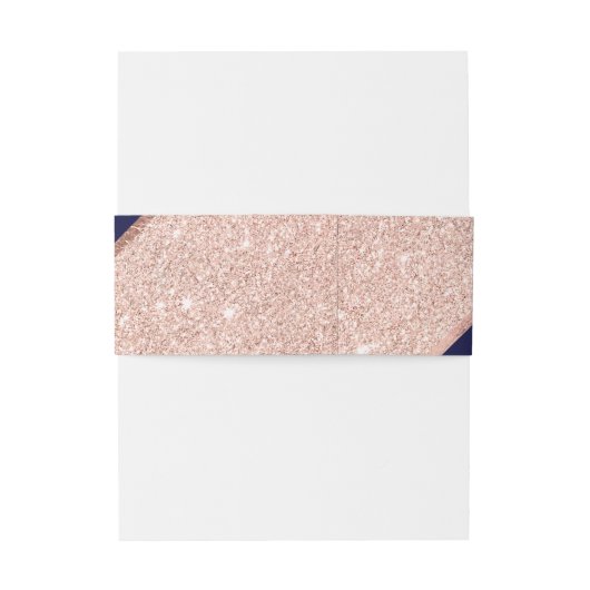 Roos gouden glitter script marineblauw script brui uitnodigingen wikkel (Achterkant Voorbeeld)