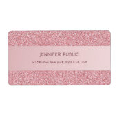 Roos gouden glitter Sjabloon verfijnde verzending Etiket (Voorkant)