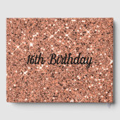 Roos Gouden Glitter Sparkle 16e Verjaardag Gastenboek (Achterkant)