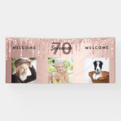 Roos gouden glitter sparkle 70e verjaardag spandoek (Horizontaal)