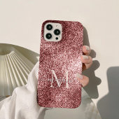 Roos Gouden Glitter Sparkle - Aangepaste Monogram  Case-Mate iPhone Case