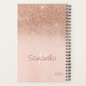 Roos Gouden Glitter Sparkle Jaarlijks Monogram Planner (Achterkant)