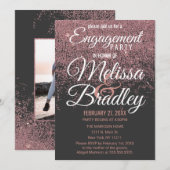 Roos Gouden Glitter Sparkles Zwart Fotobruiloft Kaart (Voorkant / Achterkant)