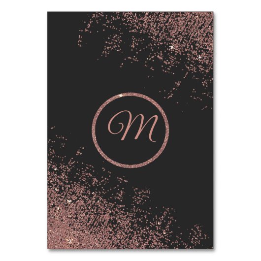 Roos Gouden Glitter Sparkles Zwarte Tafelnummers (Achterkant)