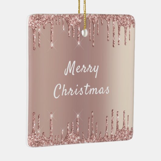Roos Gouden Glitter Sparkly Kerst Ornament (Rechts)