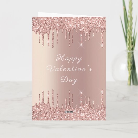 Roos Gouden Glitter Sparkly Valentijnsdag Kaart (Achterkant)