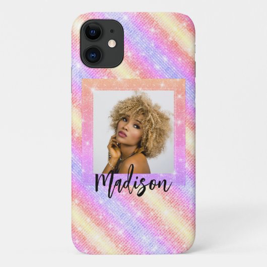 Roos Gouden Glitter Stijlvolle Regenboog Girly Cus Case-Mate iPhone Case (Achterkant)