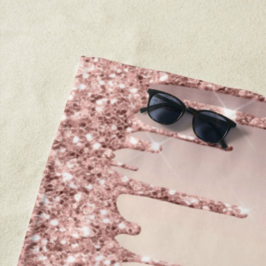 Roos gouden glitter strandlaken met aangepaste tek (In situ)