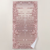 Roos gouden glitter strandlaken met aangepaste tek (Voorkant)