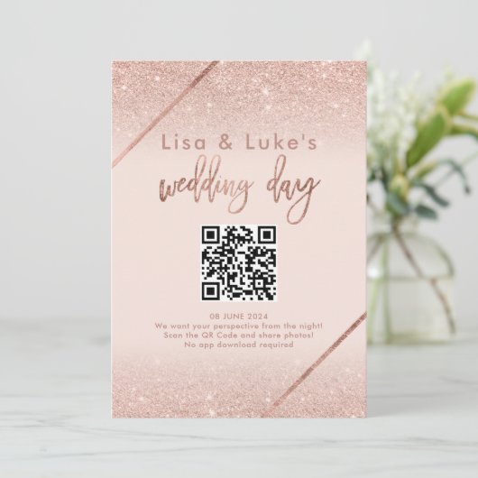 Roos gouden glitter typografie blush roze teken kaart (Staand voorkant)