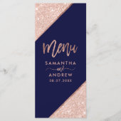 Roos gouden glitter typografie marine bruiloft men menu (Voorkant)