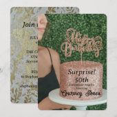 Roos Gouden Glitter Verjaardagstaart 50ste Verjaar Kaart (Voorkant / Achterkant)