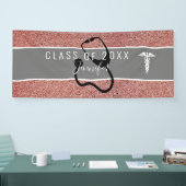 Roos Gouden Glitter Verpleegkundige Afstuderen Cad Spandoek (Beurs)