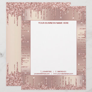 Roos Gouden Glitter Zakelijke Letterhead Sjabloon Briefhoofd