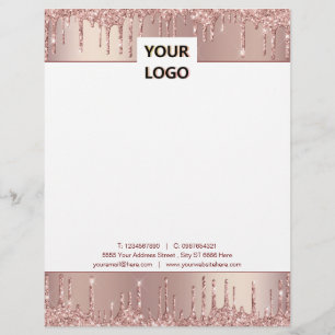 Roos Gouden Glitter Zakelijke Letterhead Sjabloon Briefhoofd
