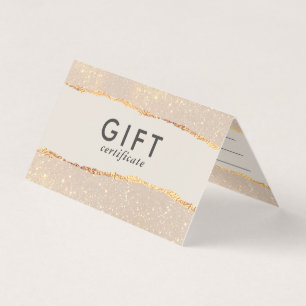 Roos Gouden Glitter & Zwart Modern Cadeaubon Kaart