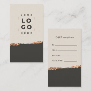 Roos Gouden Glitter & Zwart Modern Cadeaubon Visitekaartje