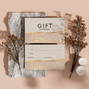 Roos Gouden Glitter & Zwart Modern Cadeaubon Visitekaartje