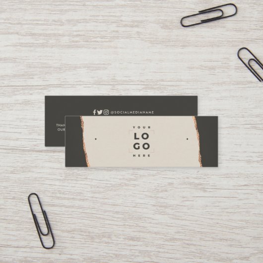 Roos Gouden Glitter Zwart Moderne Elegante Oorbel Mini Visitekaartje (Voorkant / Achterkant in situ)