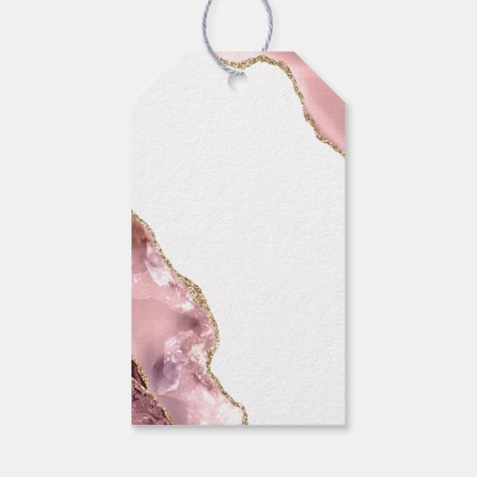 Roos Gouden Glitter Zwart Script Bruiloft Dank u Cadeaulabel (Achterkant)