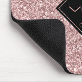 Roos-gouden glitterpatronen Monogram Muismat (Hoek)