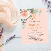 Roos gouden groen perzik Vrijgezellenfeest Uitnodiging Briefkaart