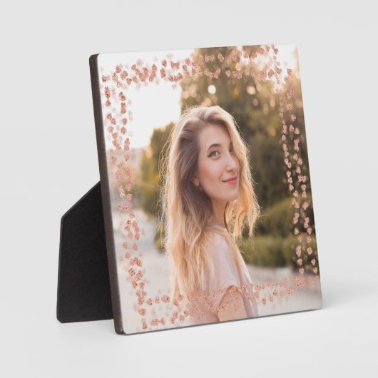 Roos gouden harten rand foto fotoplaat (Voorkant)