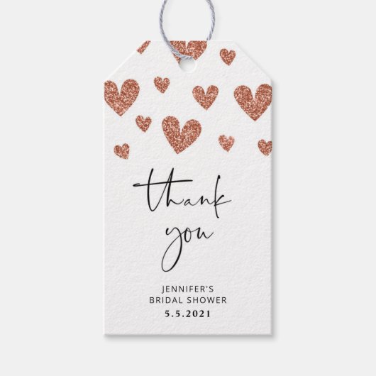 Roos gouden harten vrijgezellenfeest bedankt cadeaulabel (Voorkant)