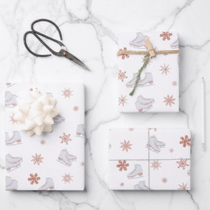 Roos gouden ijspatroon Blush roze schaatspatroon S Inpakpapier Vel