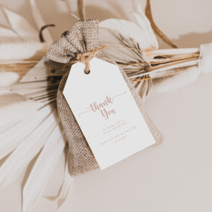 Roos gouden kalligrafie bruiloft dank u cadeaulabel