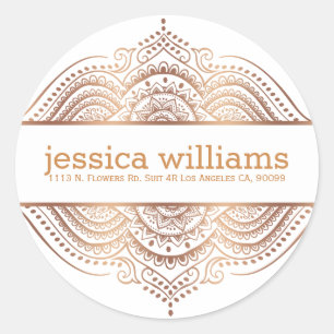 Roos-gouden kant Floral Paisley Geometrisch ontwer Ronde Sticker